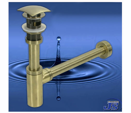 Quad Siphon Geruchsverschluss  Pop-Up mit Überlauf Messing Gebürstet