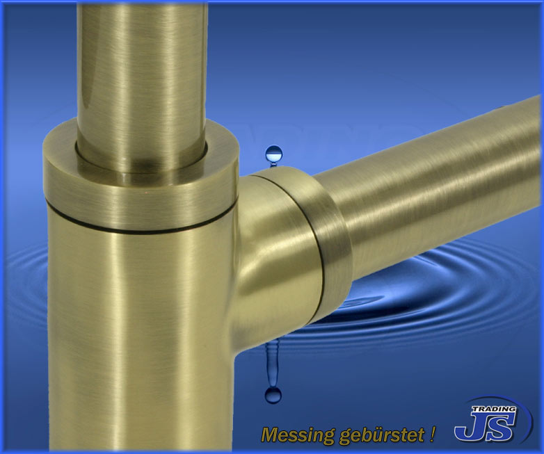 Quad Siphon Geruchsverschluss  Pop-Up mit Überlauf Messing Gebürstet