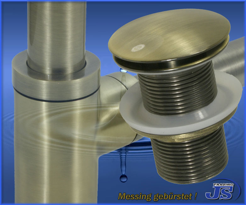 Ablaufgarnitur  Geruchsverschluss  Pop-Up ohne Überlaif Messing Gebürstet