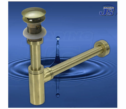 Siphon Geruchsverschluss Pop-Up mit Überlaif Alt Messing Gebürstet