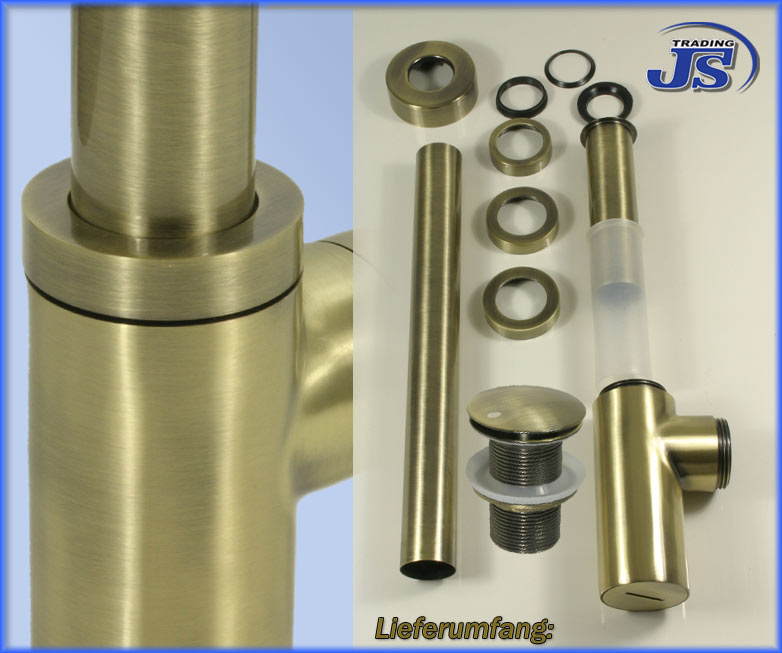 Ablaufgarnitur  Geruchsverschluss  Pop-Up ohne Überlaif Messing Gebürstet