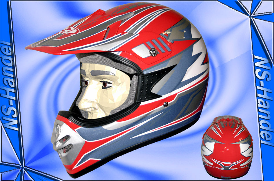 Helm Cross Motorradhelm Crosshelm Endurohelm 9015RED L Enduro