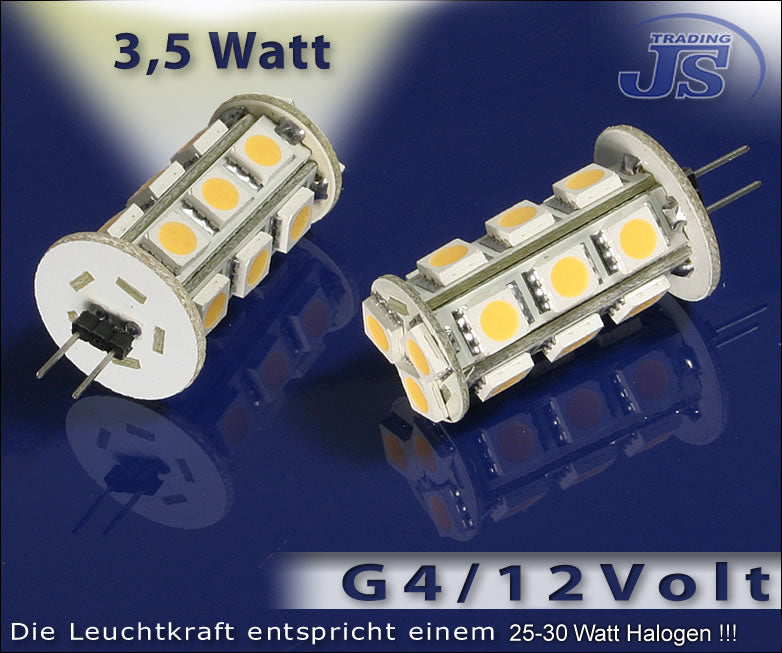 10ST 18 LED G4 Stiftsockel Leuchte Strahler SMD 5050 3chip 12V Energiesparrlampe