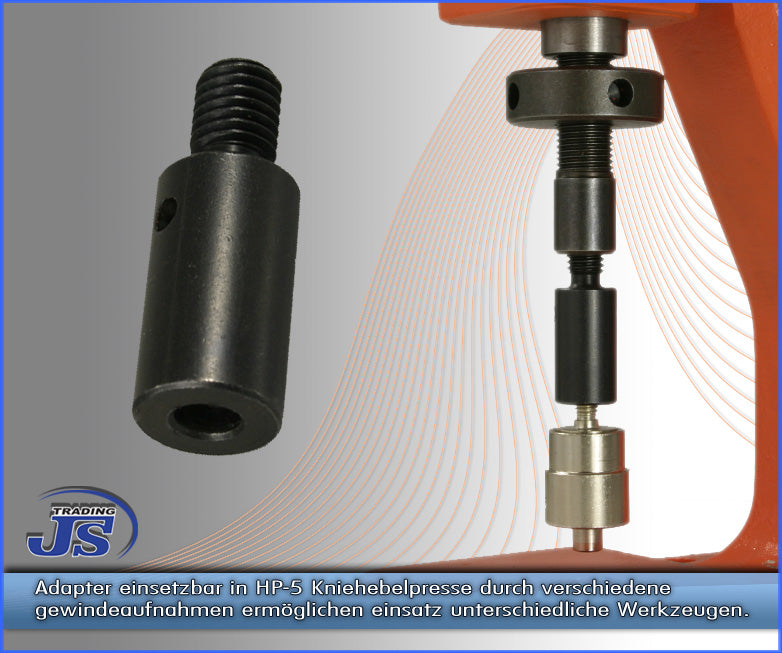 Adapter einsetzbar für HP-5, HP-7 oder HP-8 Pressen, versch. Gewindeaufnahmen