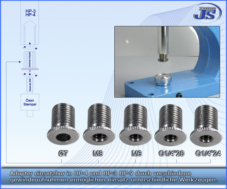 Universal Handpresse Ösenpresse Stanzpresse Nietpresse mit 1x Adapter