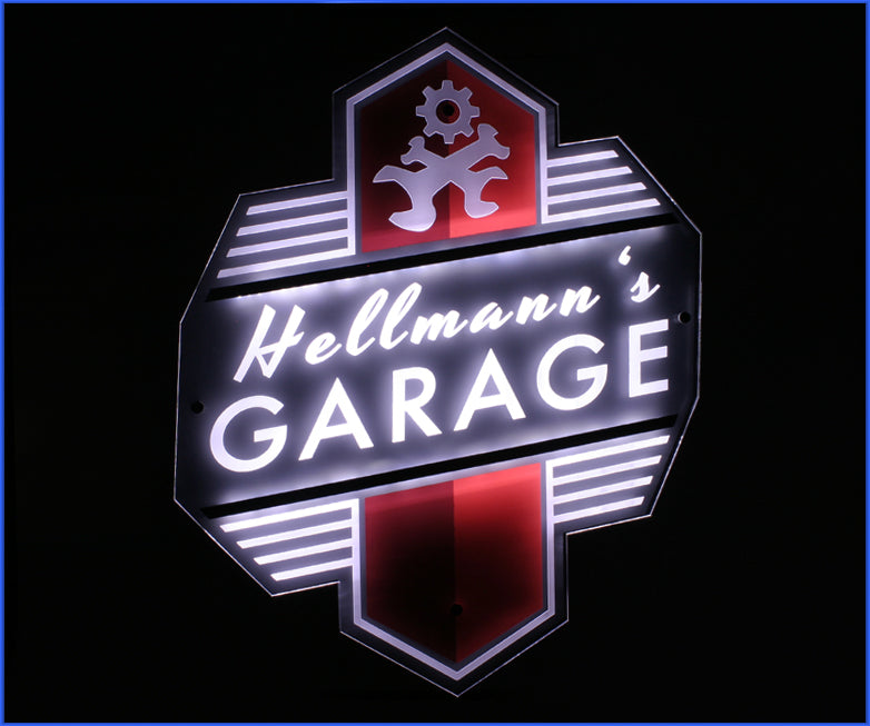 LED Firmenschild Leuchtwerbung Leuchtreklame Gravur+Folienbeschriftung