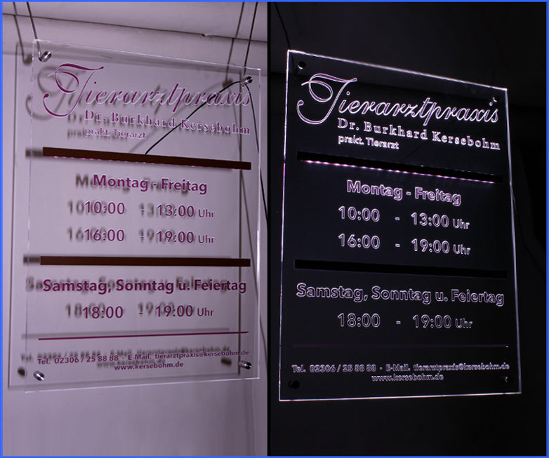 LED Firmen Leuchtwerbung Leuchtreklame Praxisschild gestalten