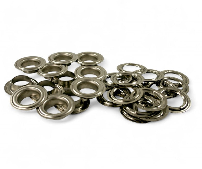 100x Messing Ösen nach DIN 7332, rostfrei, vernickelt, verschiedene Durchmesser