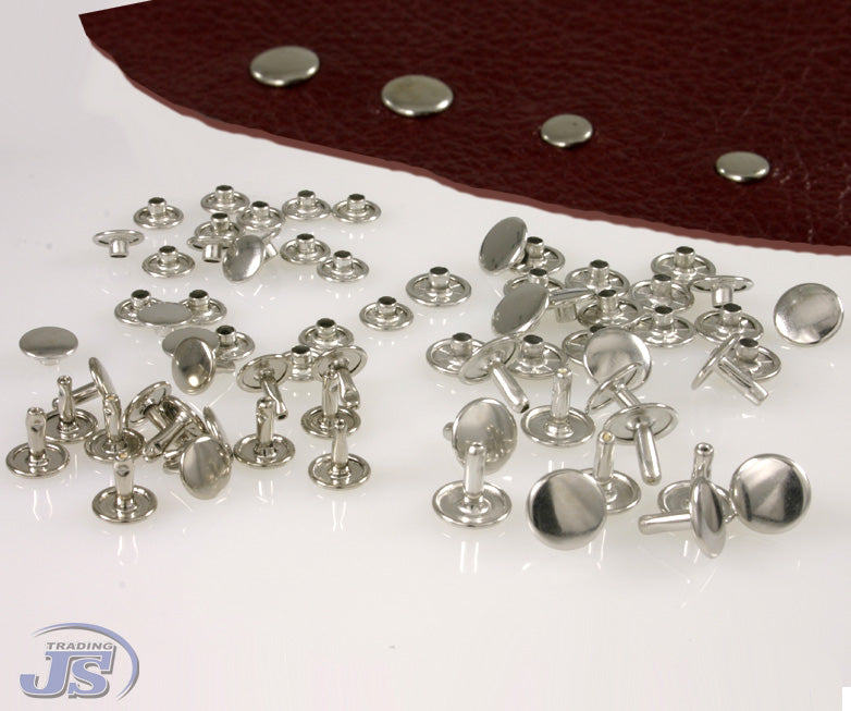 100x Doppelhohlnieten aus Messing Silber Ø10,5mm/Ø13mm