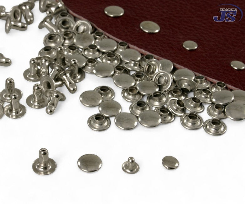 100x Doppelhohlnieten aus Messing Silber Ø10,5mm/Ø13mm