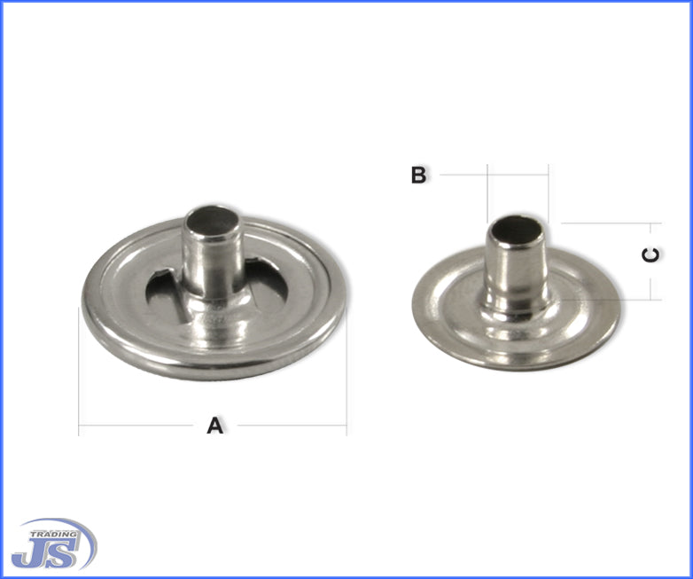 Druckknöpfe Feder Druckknopf Typ Nr-9 aus Messing Silber 11,5 / 12,5 / 15 / 17mm