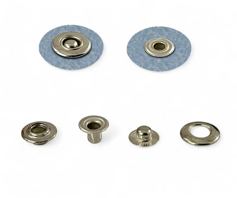 Ringfeder Druckknöpfe Öse aus Messing Silber Typ Nr-7B 19mm