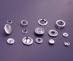 100set Jersey Druckknöpfe 7,5mm 4xTeilig mit Kappe Messing Silber