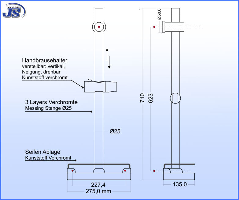 Dusch Brausestange SET Brausegarnitur Ablage Handbrause Brauseschlauch