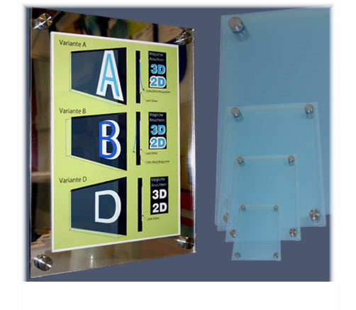 Doppelglas Acryl Schild Praxisschilder mit Umrandung für Papiereinlagen