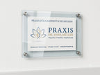 Doppelglas Acryl Schild Praxisschilder Firmenschild für Papiereinlagen