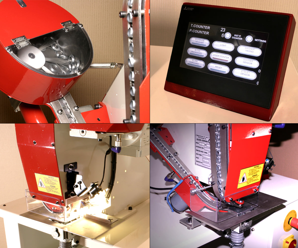 Vollautomatische Ösenpresse elektrisch mit Fußbetätigung und Touchscreen