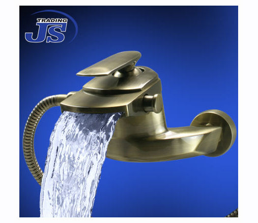 Wasserfall Badewanne Einhebelmischer Messing gebürstet