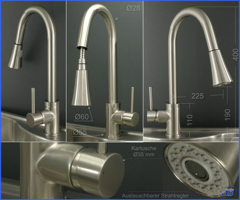 Niederdruck Küchen Armatur Einhebelmischer Verchromt Brause Schlauch
