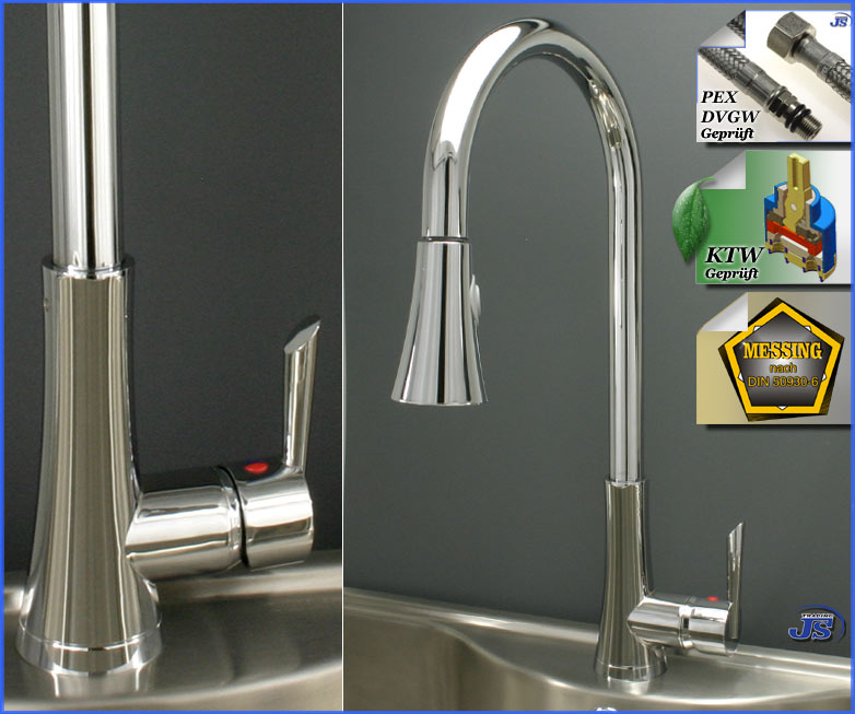 Niederdruck Küchen RGB LED Einhebelmischer Spültisch Armatur Wahl Set