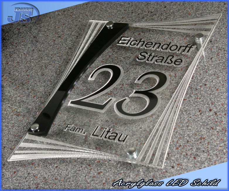 Hausnummernschild LED leuchtschild Acryl Türschild