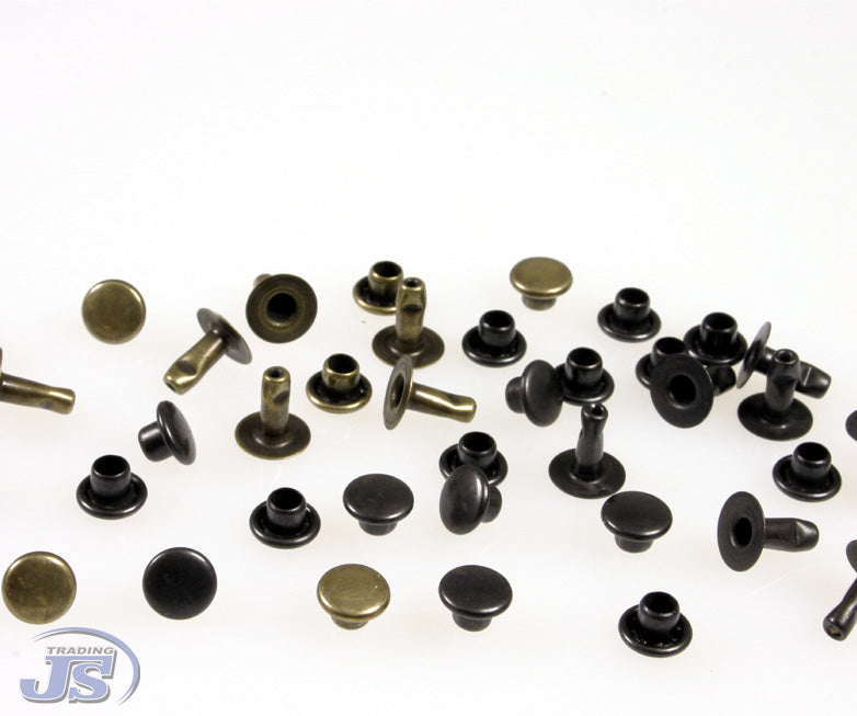 100x Hohlnieten Nieten aus Messing Silber Schwarz in versch. Durchmessern