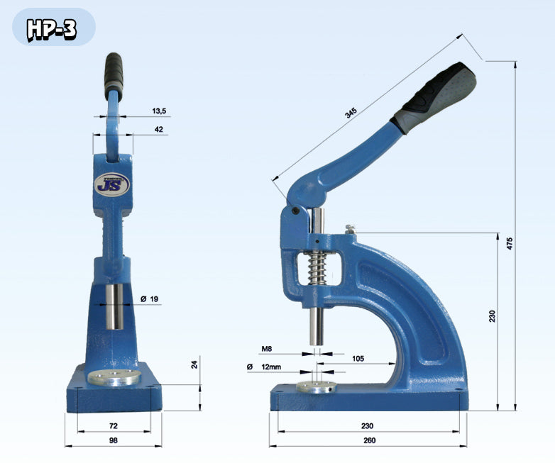HP-3 Handpresse Ösenpresse Stanzpresse Nietpresse für Ösen, Nieten und Knöpfe