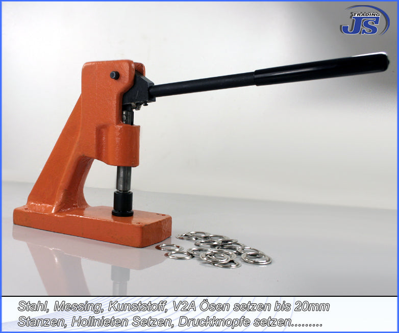 St.Set mit Kniehebelpresse V2A Edelstahl Ösen Werkzeuge 10, 12, 16mm