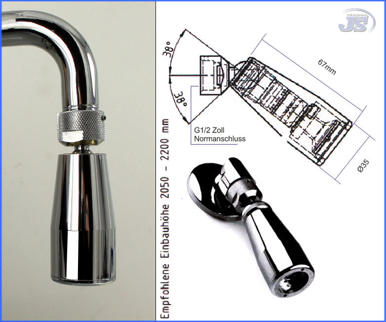 BRAUSEARM DUSCHKOPF REGENBRAUSE DUSCHARM WINKELARM Zulaufstange