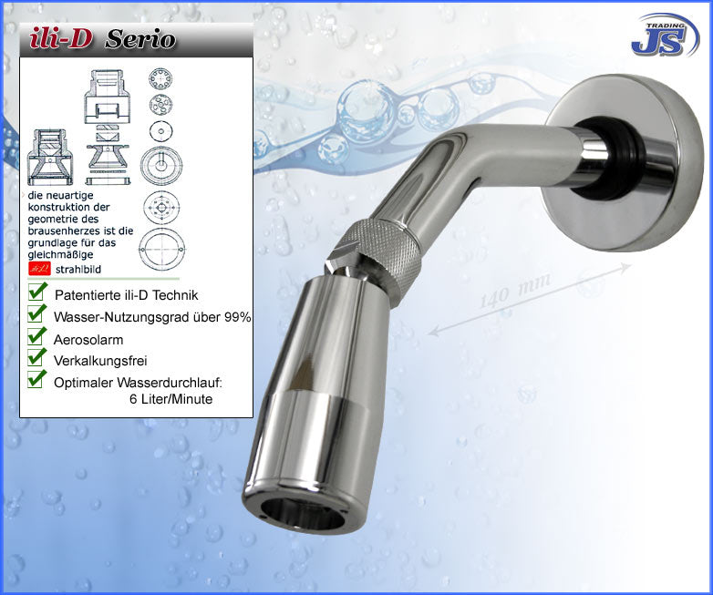 BRAUSEARM DUSCHKOPF REGENBRAUSE WANDARM DUSCHARM mit ili-D Brausekopf