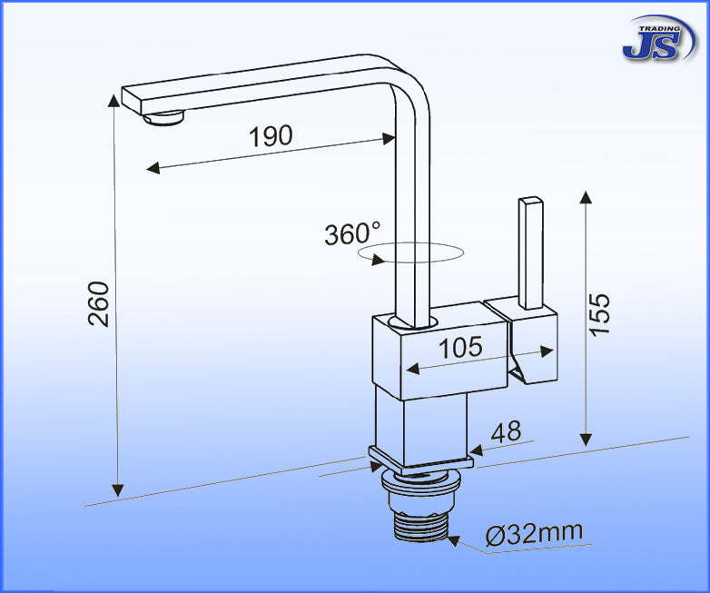 Design Armatur einhebelmischer Quader