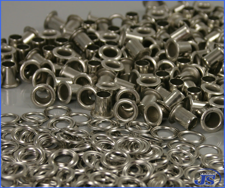 100x Stahl Metall Langschaft-Ösen Ø6,7mm mit langem Schaft in Silber