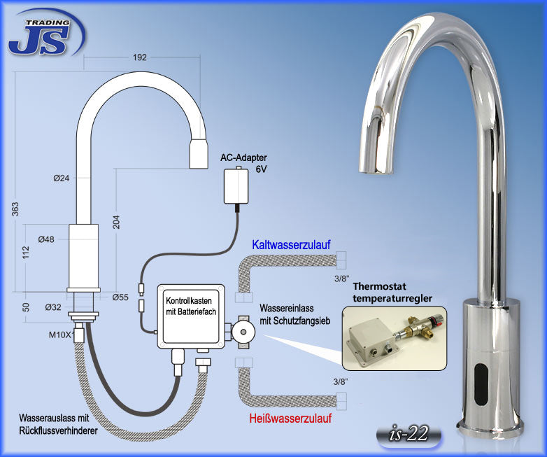 INFRAROT SENSOR Waschtisch Armatur für Bad und Küche