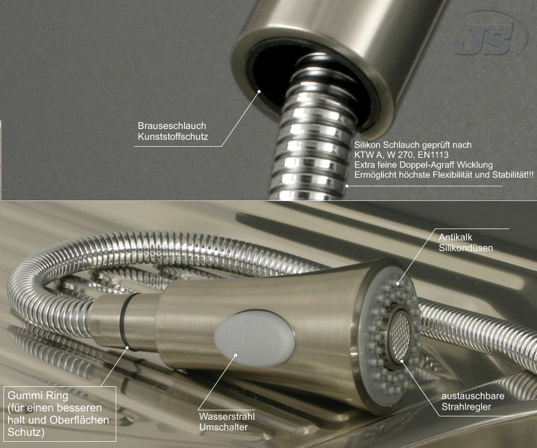 Niederdruck Spültisch Armatur Küche Edelstahl Gebürstet Optik Einhebel