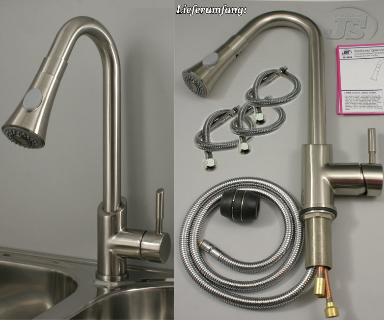 Niederdruck Spültisch Armatur Küche Edelstahl Gebürstet Optik Einhebel