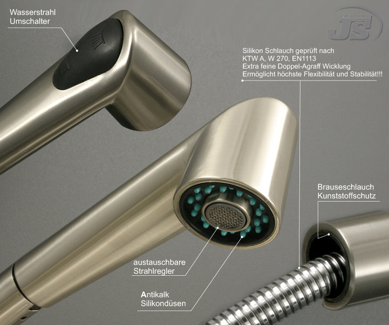 Niederdruck Spültisch Armatur Küchen Einhebelmischer Edelstahl Gebürstet Optik