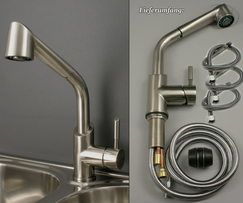 Niederdruck Spültisch Armatur Küchen Einhebelmischer Edelstahl Gebürstet Optik