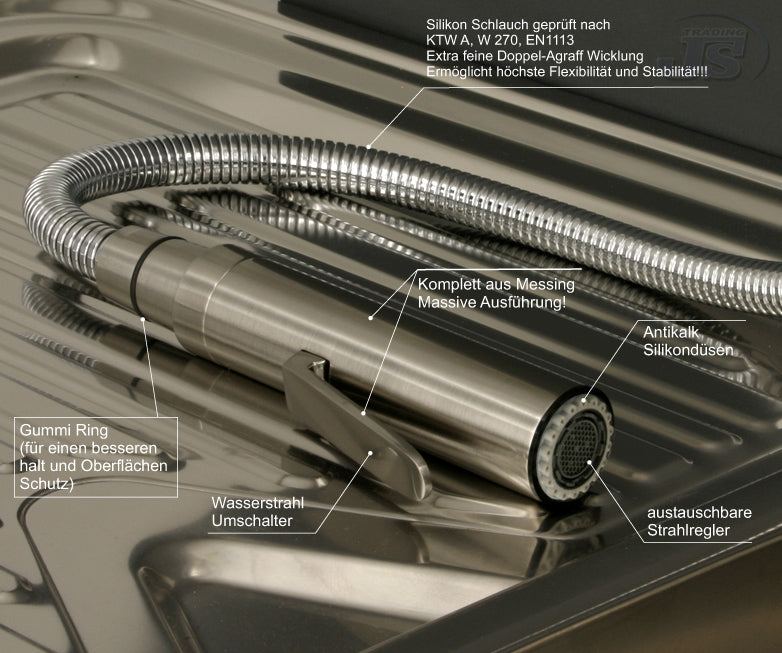 Niederdruck Spültisch Armatur Küche Einhebel Edelstahl Gebürstet Optik