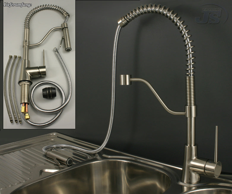 Niederdruck Spültisch Armatur Küche Einhebel Edelstahl Gebürstet Optik