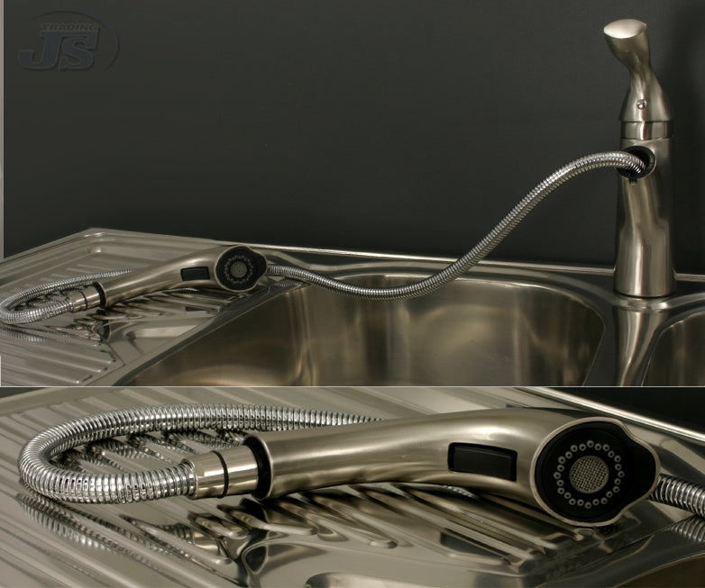 Küchen Einhebelmischer Niederdruck Spültisch Armatur  Edelstahl Gebürstet Optik