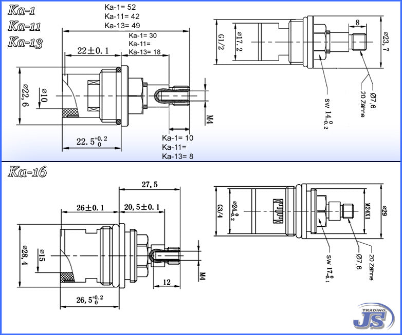 Ersatz Keramik Steuer Kartusche Armatur Oberteil Ventil  KA-1-2-10-11