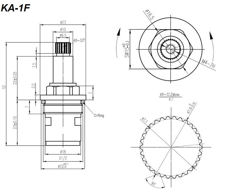 Ersatz Keramik Steuer Kartusche Armatur Oberteil Ventil  KA-1-F / 11-F