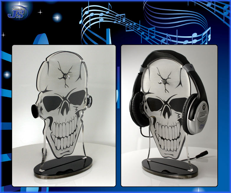 LED Kopfhörerständer Totenkopf Kopfhörerhalter Beleuchtet