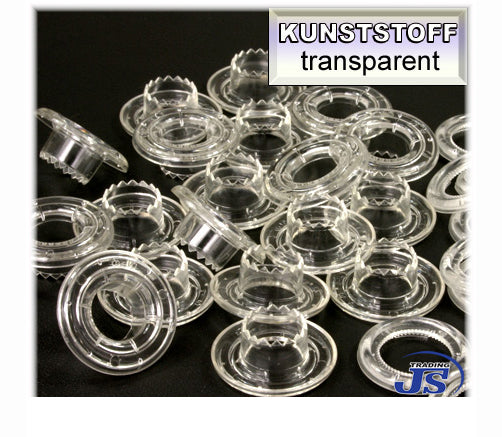 100x Kunststoffösen Ø12mm transparent witterungsbeständig für Planen