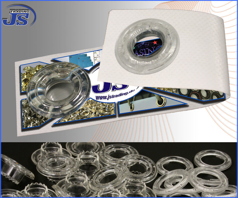 100x Kunststoffösen Ø12mm transparent witterungsbeständig für Planen