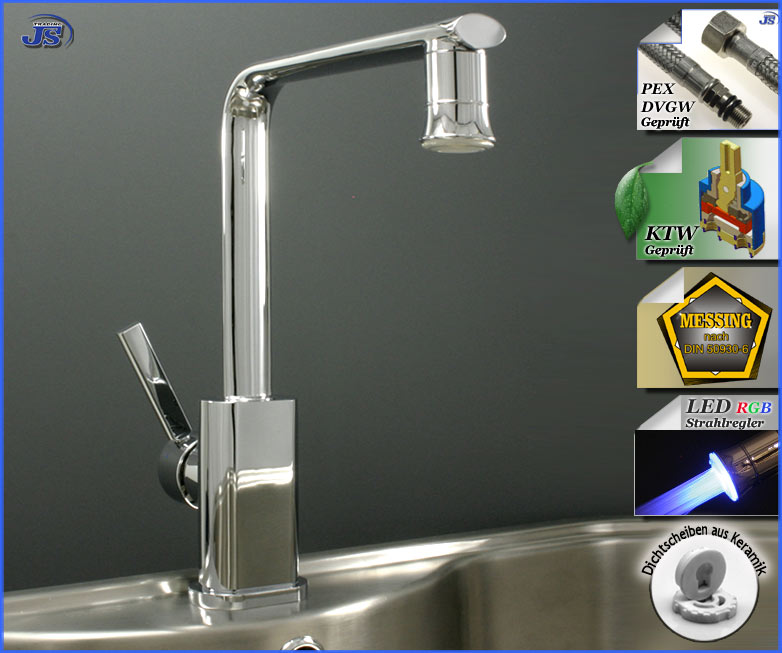Küchen Spültisch Armatur LED Strahlregler WahlSet  EINHEBEL WASSERHAHN