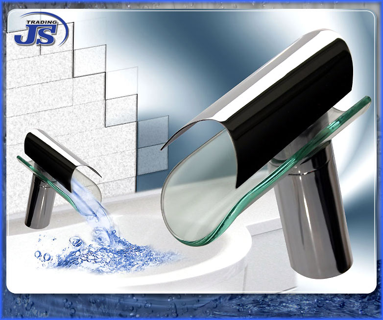Design Wasserfall Armatur Einhebelmischer Glas
