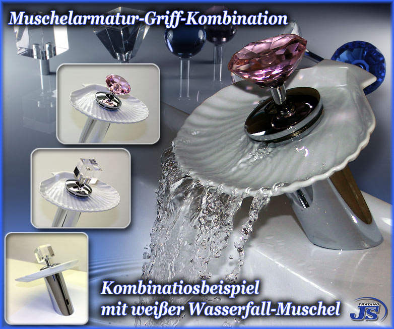 Porzellan-Muschel weiß Wasserfall Einhebelmischer Bad Armatur