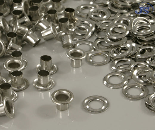 100x Messing Ösen Ø3,6mm in Silber nickelfrei für Textilien, Papier und mehr