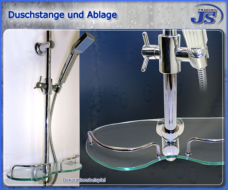 Duschstange, Design-Ablage, Brause und Schlauch 2-Wahl